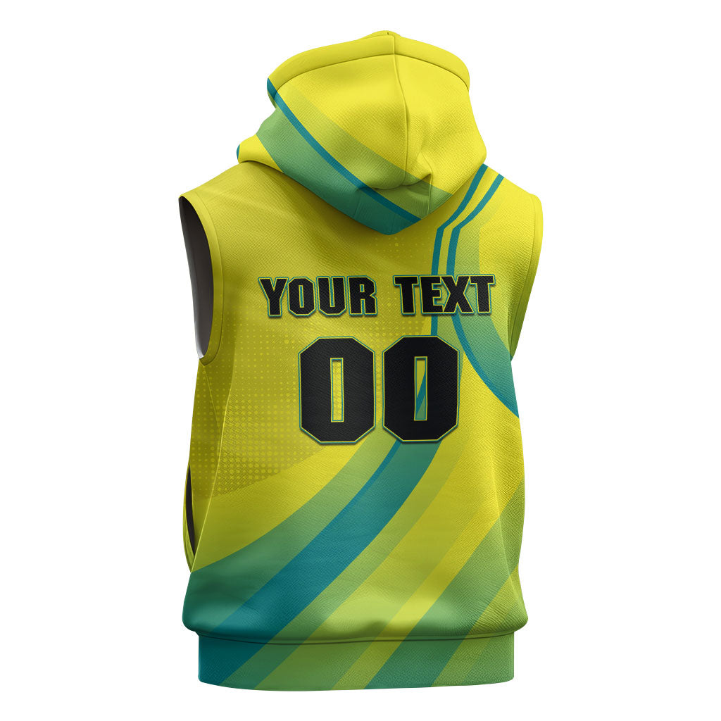 Personalised Hockeyroos Kangaroo Field Hockey Sleeveless Zip Hoodie Dynamic Australia Green Gold Athlete Mascot Design