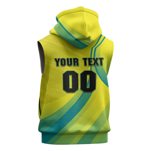Personalised Hockeyroos Kangaroo Field Hockey Sleeveless Zip Hoodie Dynamic Australia Green Gold Athlete Mascot Design