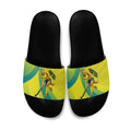 Personalised Hockeyroos Kangaroo Field Hockey Slide Sandals Dynamic Australia Green Gold Athlete Mascot Design