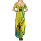 Personalised Hockeyroos Kangaroo Field Hockey Summer Maxi Dress Dynamic Australia Green Gold Athlete Mascot Design