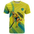 Personalised Hockeyroos Kangaroo Field Hockey T Shirt Dynamic Australia Green Gold Athlete Mascot Design