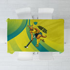 Personalised Hockeyroos Kangaroo Field Hockey Tablecloth Dynamic Australia Green Gold Athlete Mascot Design