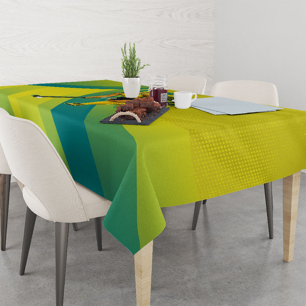Personalised Hockeyroos Kangaroo Field Hockey Tablecloth Dynamic Australia Green Gold Athlete Mascot Design