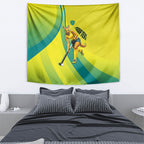 Personalised Hockeyroos Kangaroo Field Hockey Tapestry Dynamic Australia Green Gold Athlete Mascot Design