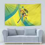 Personalised Hockeyroos Kangaroo Field Hockey Tapestry Dynamic Australia Green Gold Athlete Mascot Design