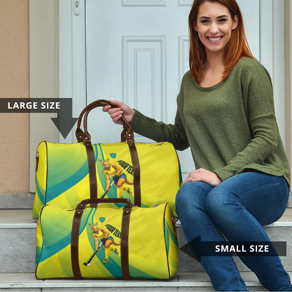 Personalised Hockeyroos Kangaroo Field Hockey Travel Bag Dynamic Australia Green Gold Athlete Mascot Design