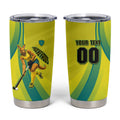 Personalised Hockeyroos Kangaroo Field Hockey Tumbler Cup Dynamic Australia Green Gold Athlete Mascot Design