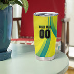 Personalised Hockeyroos Kangaroo Field Hockey Tumbler Cup Dynamic Australia Green Gold Athlete Mascot Design