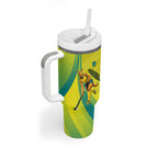 Personalised Hockeyroos Kangaroo Field Hockey Tumbler With Handle Dynamic Australia Green Gold Athlete Mascot Design