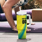Personalised Hockeyroos Kangaroo Field Hockey Tumbler With Handle Dynamic Australia Green Gold Athlete Mascot Design