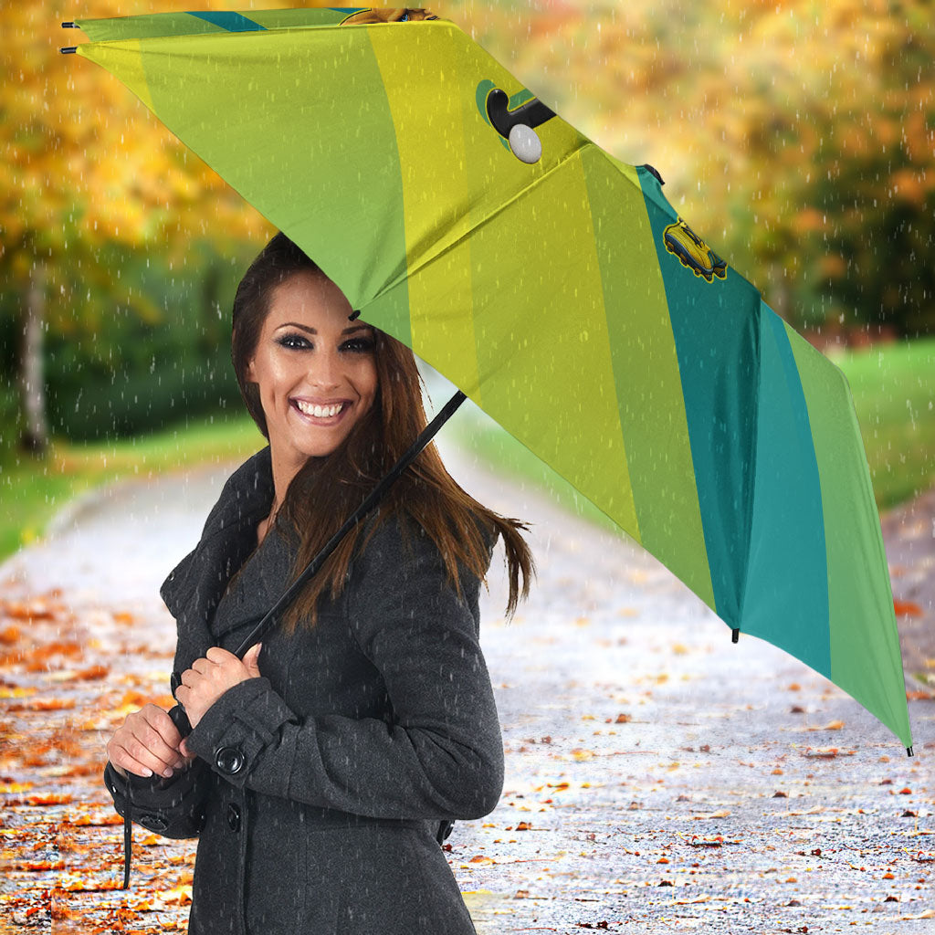 Personalised Hockeyroos Kangaroo Field Hockey Umbrella Dynamic Australia Green Gold Athlete Mascot Design