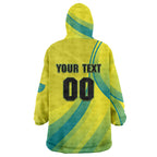 Personalised Hockeyroos Kangaroo Field Hockey Wearable Blanket Hoodie Dynamic Australia Green Gold Athlete Mascot Design