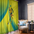 Personalised Hockeyroos Kangaroo Field Hockey Window Curtain Dynamic Australia Green Gold Athlete Mascot Design