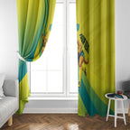 Personalised Hockeyroos Kangaroo Field Hockey Window Curtain Dynamic Australia Green Gold Athlete Mascot Design
