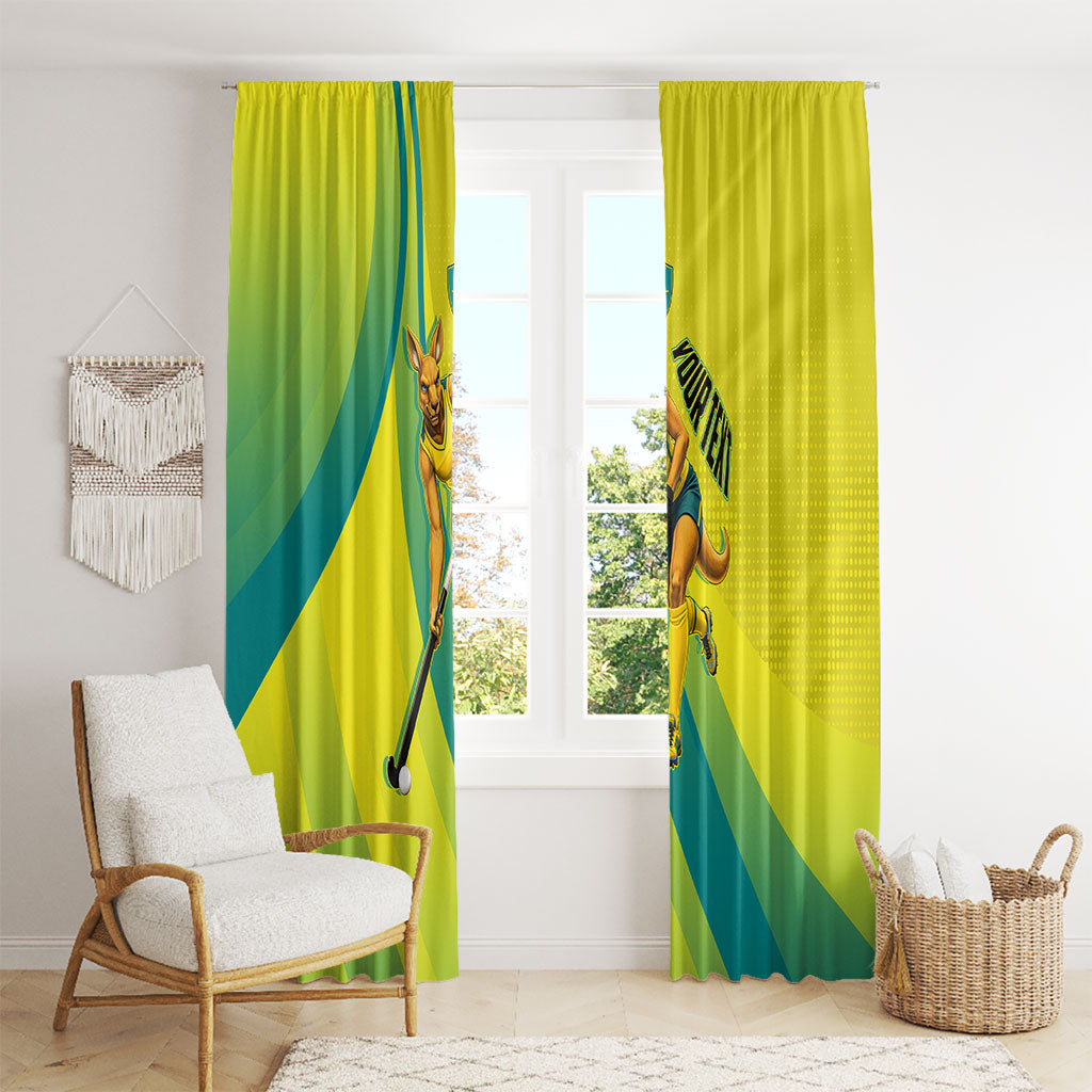 Personalised Hockeyroos Kangaroo Field Hockey Window Curtain Dynamic Australia Green Gold Athlete Mascot Design