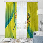 Personalised Hockeyroos Kangaroo Field Hockey Window Curtain Dynamic Australia Green Gold Athlete Mascot Design