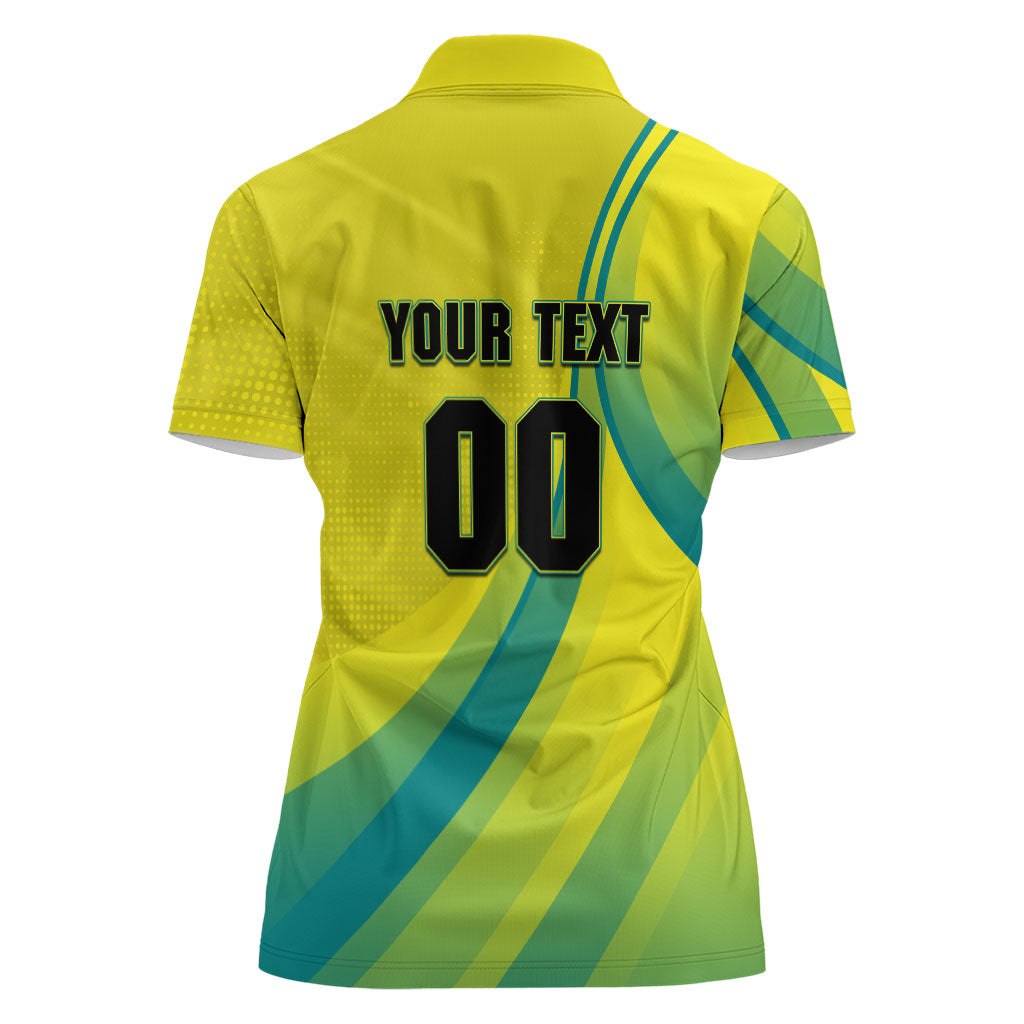 Personalised Hockeyroos Kangaroo Field Hockey Women Polo Shirt Dynamic Australia Green Gold Athlete Mascot Design