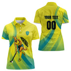 Personalised Hockeyroos Kangaroo Field Hockey Women Polo Shirt Dynamic Australia Green Gold Athlete Mascot Design