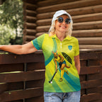 Personalised Hockeyroos Kangaroo Field Hockey Women Polo Shirt Dynamic Australia Green Gold Athlete Mascot Design