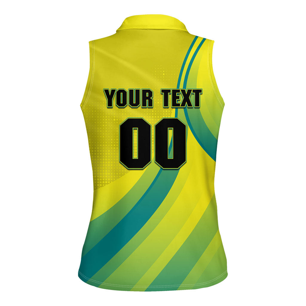Personalised Hockeyroos Kangaroo Field Hockey Women Sleeveless Polo Shirt Dynamic Australia Green Gold Athlete Mascot Design