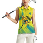 Personalised Hockeyroos Kangaroo Field Hockey Women Sleeveless Polo Shirt Dynamic Australia Green Gold Athlete Mascot Design