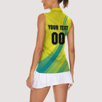 Personalised Hockeyroos Kangaroo Field Hockey Women Sleeveless Polo Shirt Dynamic Australia Green Gold Athlete Mascot Design