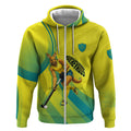 Personalised Hockeyroos Kangaroo Field Hockey Zip Hoodie Dynamic Australia Green Gold Athlete Mascot Design
