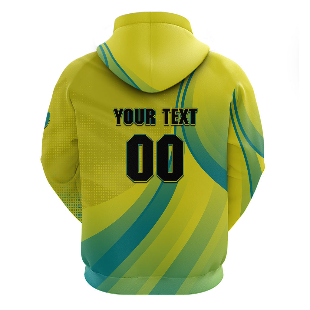 Personalised Hockeyroos Kangaroo Field Hockey Zip Hoodie Dynamic Australia Green Gold Athlete Mascot Design