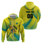 Personalised Hockeyroos Kangaroo Field Hockey Zip Hoodie Dynamic Australia Green Gold Athlete Mascot Design