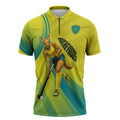 Personalised Hockeyroos Kangaroo Field Hockey Zipper Polo Shirt Dynamic Australia Green Gold Athlete Mascot Design