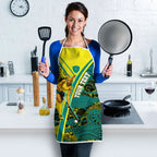 Custom Hockeyroos Kangaroo Field Hockey Apron Aboriginal Pattern Green Gold Dynamic Athlete Design