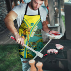 Custom Hockeyroos Kangaroo Field Hockey Apron Aboriginal Pattern Green Gold Dynamic Athlete Design