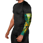 Custom Hockeyroos Kangaroo Field Hockey Arm Sleeves Aboriginal Pattern Green Gold Dynamic Athlete Design