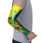 Custom Hockeyroos Kangaroo Field Hockey Arm Sleeves Aboriginal Pattern Green Gold Dynamic Athlete Design