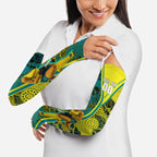 Custom Hockeyroos Kangaroo Field Hockey Arm Sleeves Aboriginal Pattern Green Gold Dynamic Athlete Design