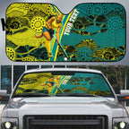 Custom Hockeyroos Kangaroo Field Hockey Auto Sun Shade Aboriginal Pattern Green Gold Dynamic Athlete Design