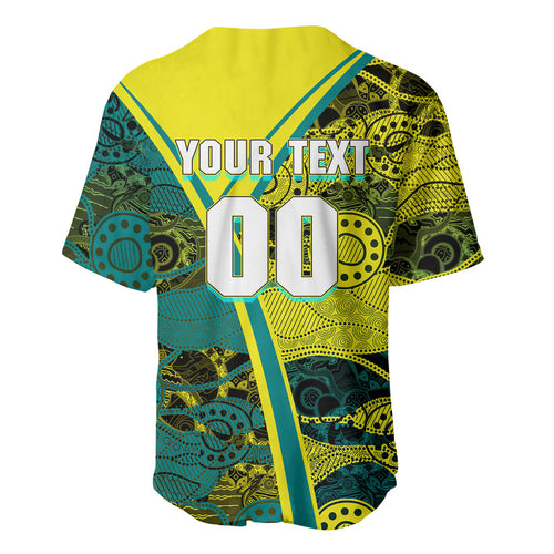 Custom Hockeyroos Kangaroo Field Hockey Baseball Jersey Aboriginal Pattern Green Gold Dynamic Athlete Design