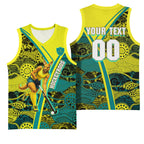 Custom Hockeyroos Kangaroo Field Hockey Basketball Jersey Aboriginal Pattern Green Gold Dynamic Athlete Design