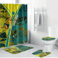 Custom Hockeyroos Kangaroo Field Hockey Bathroom Set Aboriginal Pattern Green Gold Dynamic Athlete Design