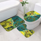 Custom Hockeyroos Kangaroo Field Hockey Bathroom Set Aboriginal Pattern Green Gold Dynamic Athlete Design