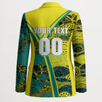 Custom Hockeyroos Kangaroo Field Hockey Blazer Aboriginal Pattern Green Gold Dynamic Athlete Design
