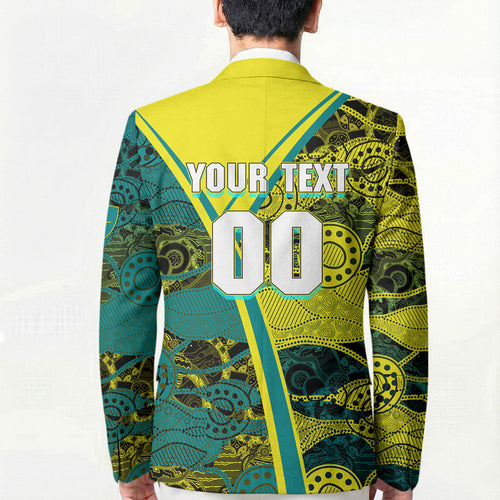 Custom Hockeyroos Kangaroo Field Hockey Blazer Aboriginal Pattern Green Gold Dynamic Athlete Design