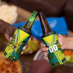 Custom Hockeyroos Kangaroo Field Hockey 4 in 1 Can Cooler Tumbler Aboriginal Pattern Green Gold Dynamic Athlete Design