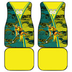 Custom Hockeyroos Kangaroo Field Hockey Car Mats Aboriginal Pattern Green Gold Dynamic Athlete Design