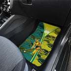 Custom Hockeyroos Kangaroo Field Hockey Car Mats Aboriginal Pattern Green Gold Dynamic Athlete Design