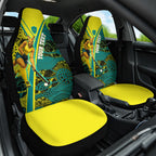 Custom Hockeyroos Kangaroo Field Hockey Car Seat Cover Aboriginal Pattern Green Gold Dynamic Athlete Design
