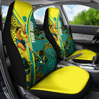 Custom Hockeyroos Kangaroo Field Hockey Car Seat Cover Aboriginal Pattern Green Gold Dynamic Athlete Design