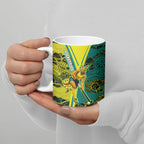 Custom Hockeyroos Kangaroo Field Hockey Ceramic Mug Aboriginal Pattern Green Gold Dynamic Athlete Design