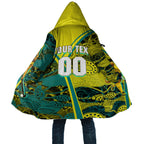 Custom Hockeyroos Kangaroo Field Hockey Cloak Aboriginal Pattern Green Gold Dynamic Athlete Design