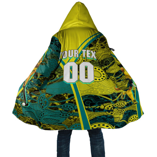 Custom Hockeyroos Kangaroo Field Hockey Cloak Aboriginal Pattern Green Gold Dynamic Athlete Design
